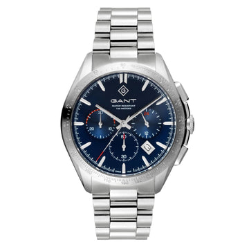 Ρολόι Gant Hammondsport G168004 χρονογράφος με ασημί ατσάλινο μπρασελέ και μπλε καντράν διαμέτρου 44mm.